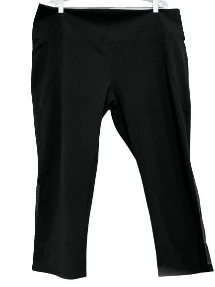 Brisas Bealls Women's 2X Leggings Black Workout Pants Capri Length Mesh Leg