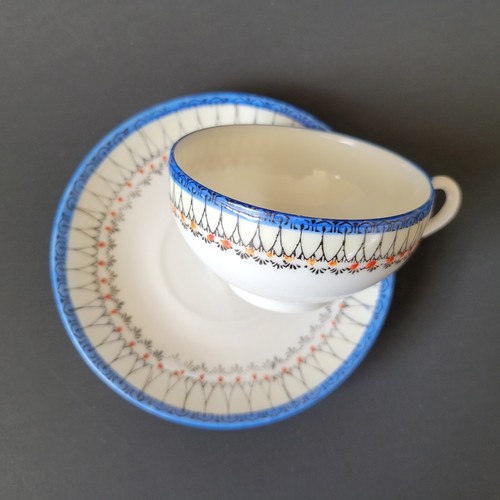 TEA CUP & SAUCER SET by TOMOE CHINA Blue with SpiderWeb Design Made in Japan #B - Imagen 2 de 3