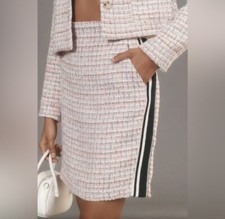 Anthropologie Maeve Tweed Skirt Size 4 MSRP 138 NEW NWT Side Racing Stripe