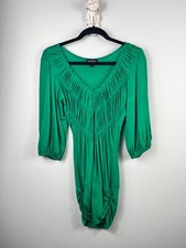 Vintage Bebe Women's Ruched Dress Bodycon Green 90S Y2K S MADE IN USA