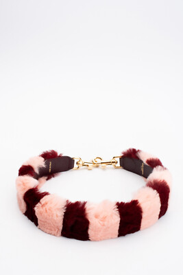 RRP  640 DOLCE & GABBANA Rex Rabbit Fur Dauphine Leather Shoulder Strap Striped
