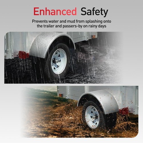 Pair of Steel Round Single Axle Trailer Fenders & Backs For 14" 15'' 16" Wheel - Picture 8 of 8