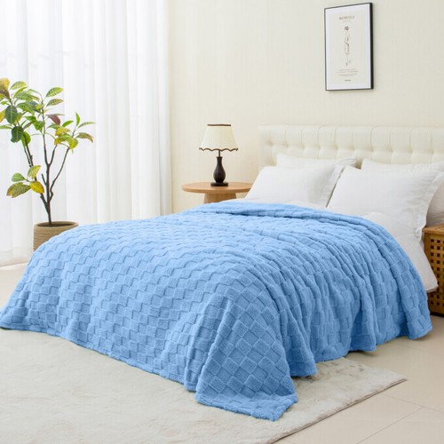 Luxury Coral Fleece Plaid Blanket Cozy Soft Warm Throw/Queen Size All Seasons AU - Picture 12 of 20
