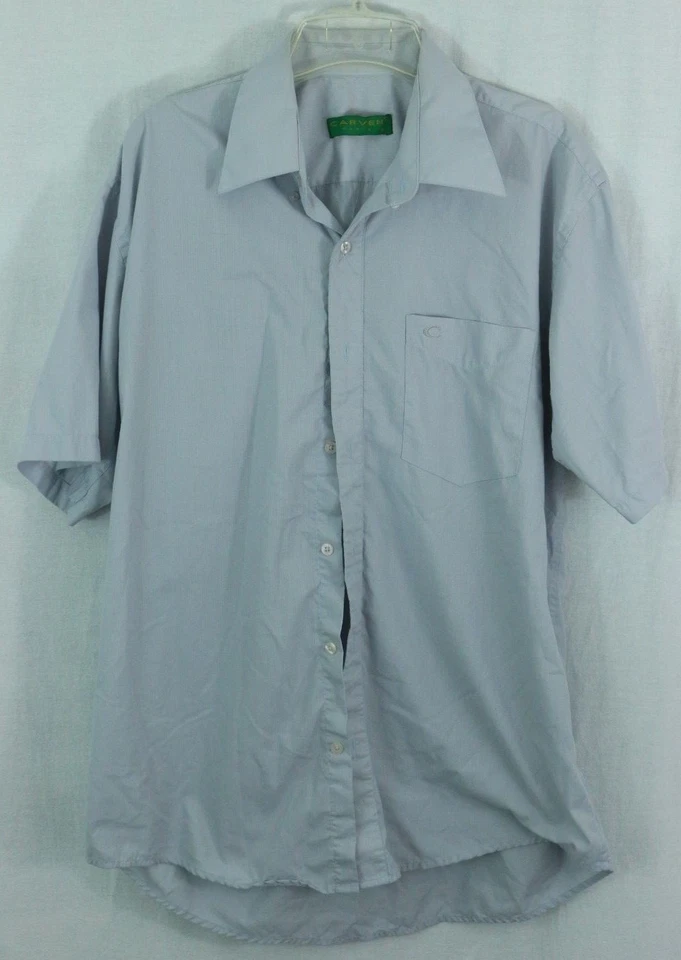 CARVEN PARIS Hombre XL Manga Corta Botón Camisas Frontal Logo Diseñador Lujo Foto 4 de 4