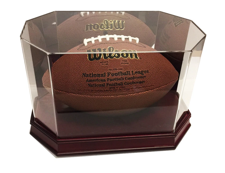 Espejo de vitrina de fútbol americano tamaño completo Max Pro Executive octágono madera - cerezo Foto 2 de 2