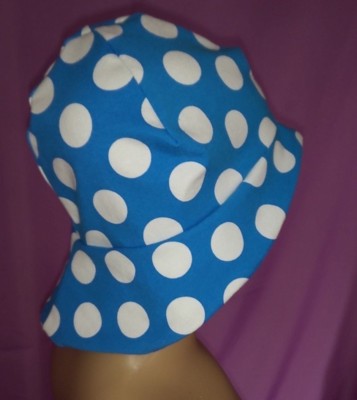 Sonnenhut handmade dawanda hellblau mit weißen Punkten
