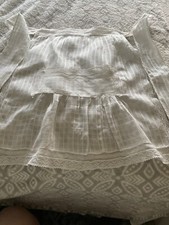 Vintage Girls Window Pane Fine Linen  Val Laces Apron