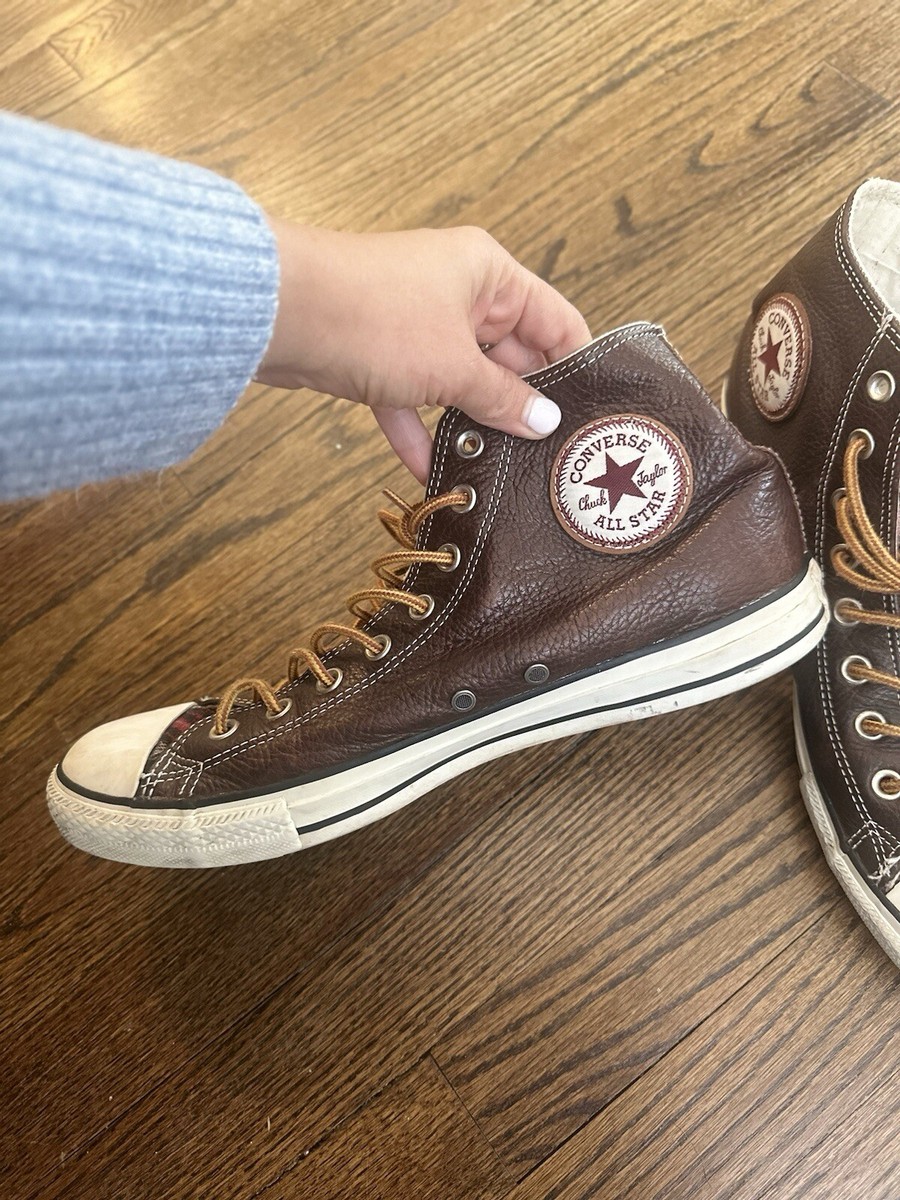 Converse Rare Chuck Taylor All Star Leather Brown And plaid  display picture 3