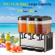Commercial Beverage Juice Dispenser 18L x 3 Tanks Cold Juice Ice Drink Dispenser