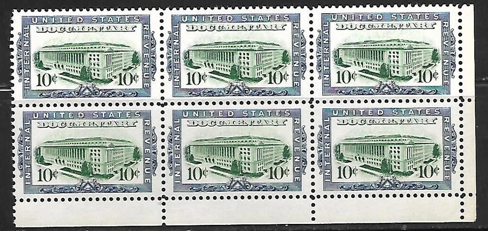 Usa: 1962; documentary revenue stamp, block of 6, corner sheet, MNH, EBN151 - Image 2 of 2