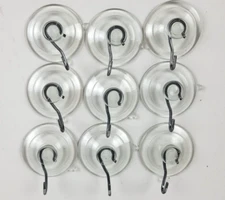 9-Pack Medium 1-3/4 Inch Heavy Duty Suction Cup Hooks for Glass Windows