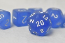 Chessex Dice Frosted Blue with White Polyhedral 7-Die Set RPG CHX