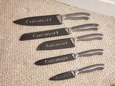 CUISINART HAMMERED STAINLESS STEEL CHEF SET OF 5 KNIVES WITH SLEEVES. C77SS26PPC