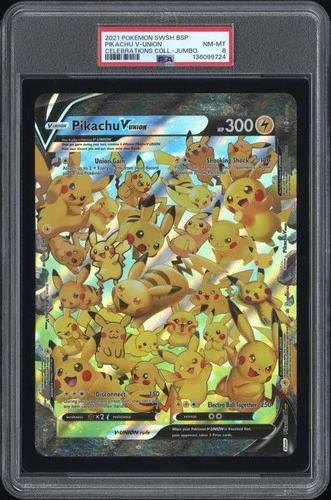 2021 POKEMON SWSH BLACK STAR PROMO CELEBRATIONS COLL-TAG PIKACHU V-UNION PSA 8