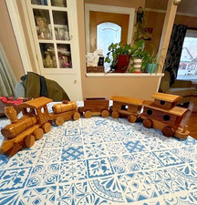 5pc-Vintage Beautiful -Handmade Wooden Train Locomotive Set Decor