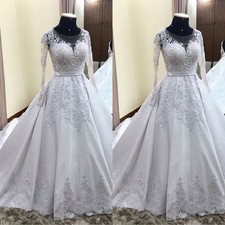 Gorgeous Wedding Dresses Long Sleeves Backless Lace Appliques Bridal Gowns