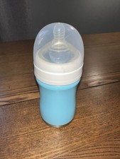 Pure 10oz Stainless Steel Baby Bottle Blue Silicon Sleeve