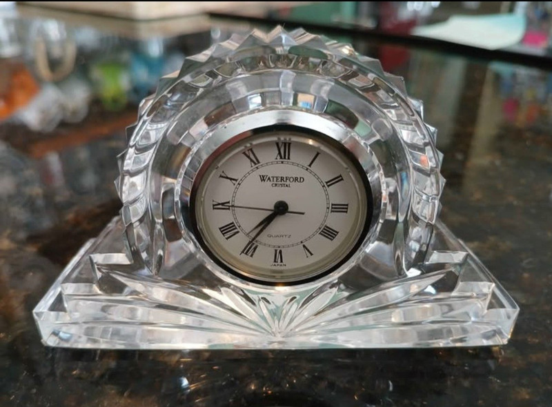 Waterford Crystal Glass Desk Dresser Mantel Clock Small