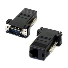 chenyang 2 Pack RJ45 to VGA Adapter 15Pin Male Cat5 Cat6 Black