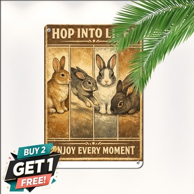 Funny Home Rabbit Bunny Tin Sign Humorous Pet Animal House Metal Wall Plaque