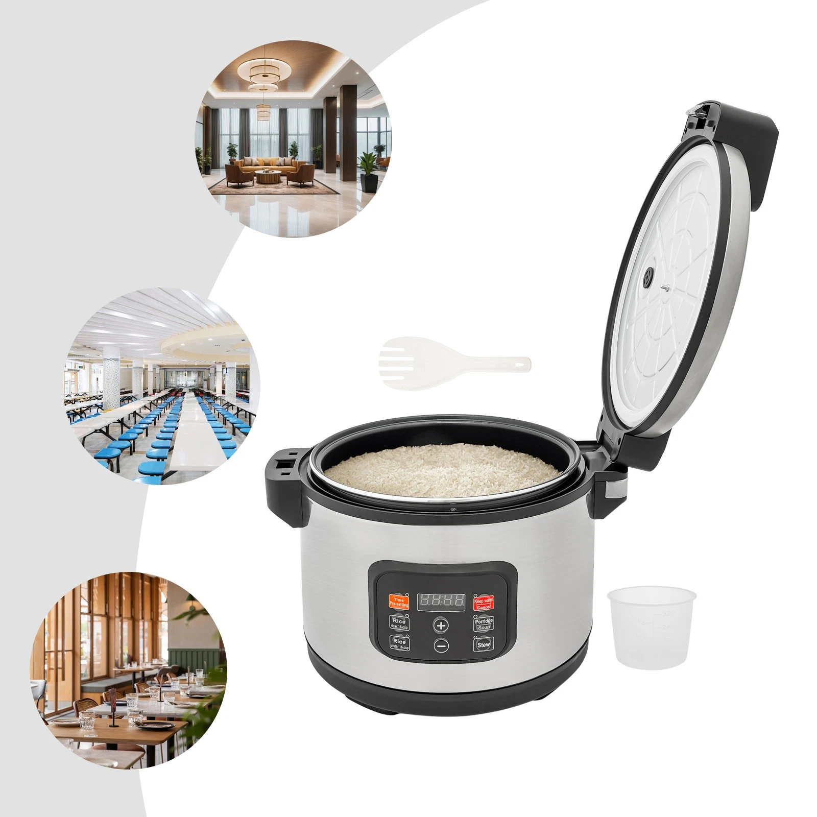 13L/13.74Qt Commercial Restaurant Rice Cooker Corded Electric Rice Cooker 1850W