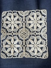 Vintage Crocheted Lace Napkin Table Cloth Square 14cm Doilies  Natural White 