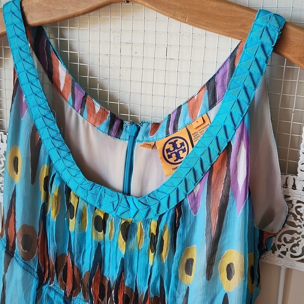 Tory Burch Silk Ikat Print Sleeveless Sundress Dress thumbnail 3