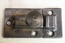 Old Cabinet Latch Cupboard Catch Smooth Brass Cast Iron Round Knob 2 5/8