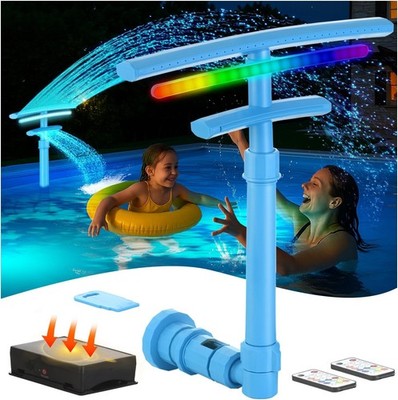Waterfall Pool Fountain with Light - Solar powered - remote - 4 modes