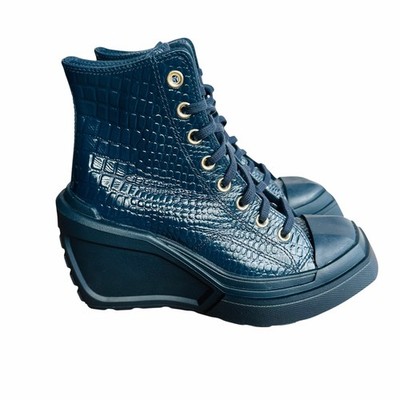  Converse Chuck 70 De Luxe Wedge Platform Leather Sz 7 Women Shoes Blue A10037C
