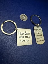 Funny Anniversary TWO Keychain Gifts for Husband Wife Valentine Anniversary Day