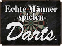 Blechschild 30X40 Cm Echte MäNner Spielen Darts Spruch Zitat Deko Geschenk Metal