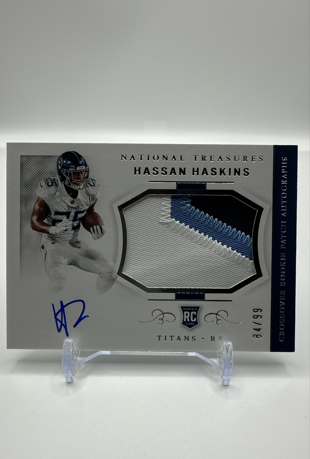 Hassan Haskins Panini National Treasures Crossover Rookie Patch Autograph #HH Base