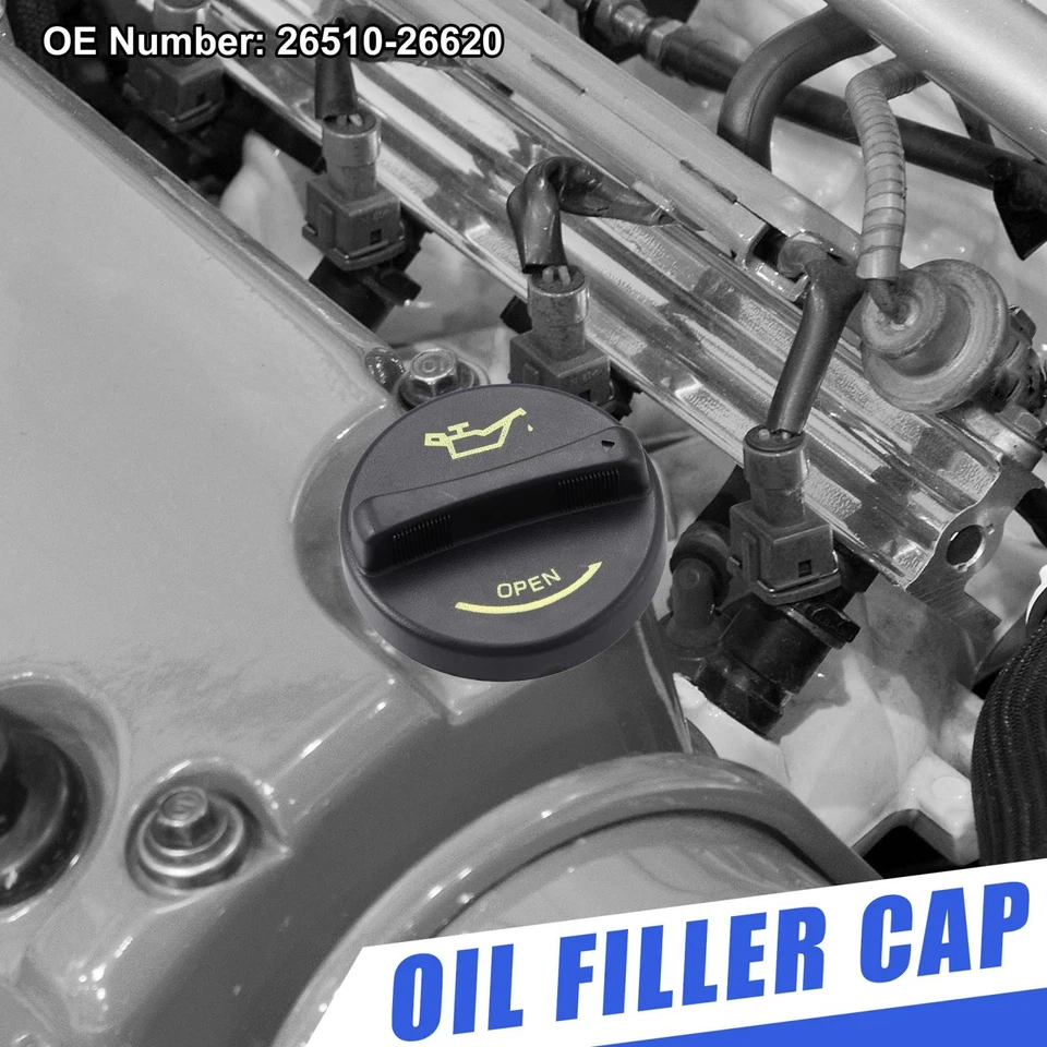 Fuel Tank Cap Gas Oil Filler Plug Cover No.26510-26620 for Hyundai Tiburon Black - Image 2 of 4