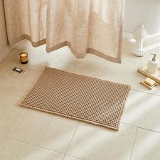Waffle Bath Mat, Small Boho Bathroom Rugs Non Slip, 24x16 Khaki