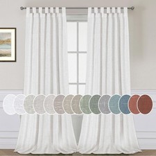 Natural Effect Extra Long Linen Curtain Panels Heathered White 52''x108''
