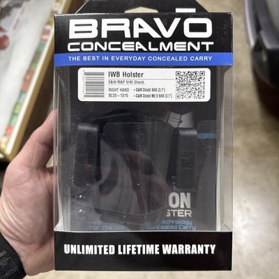 Bravo Concealment, IWB Holster, Clips, S&W M&P Shield 9/40, RH, Black Polymer