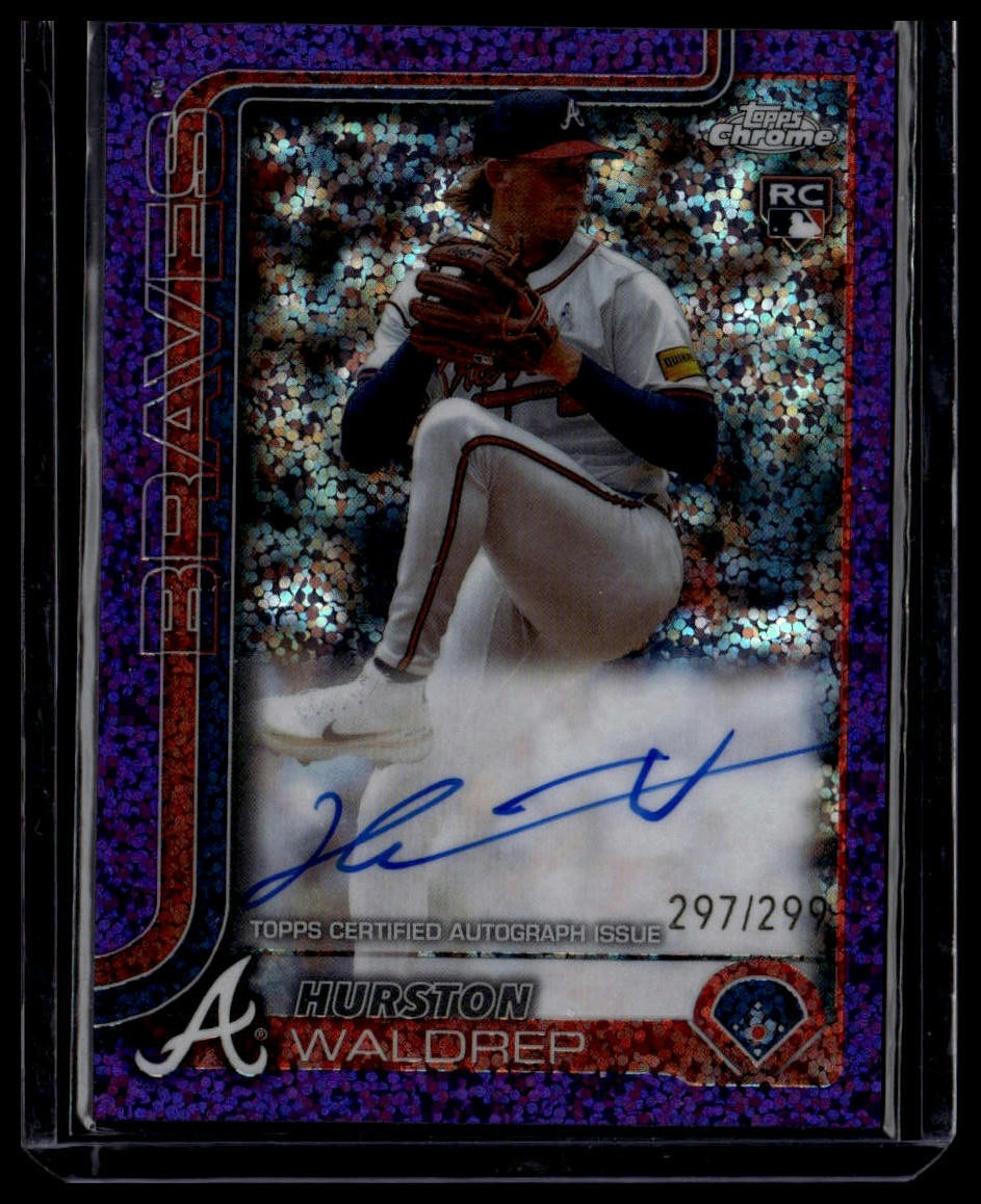 Hurston Waldrep 2025 Topps Chrome Rookie Auto Purple Speckle Refractor #/299