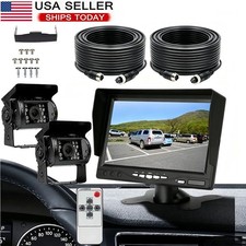 Dual Camera 7'' Backup Monitor Kit System Back Parking Night Vision For Truck RV