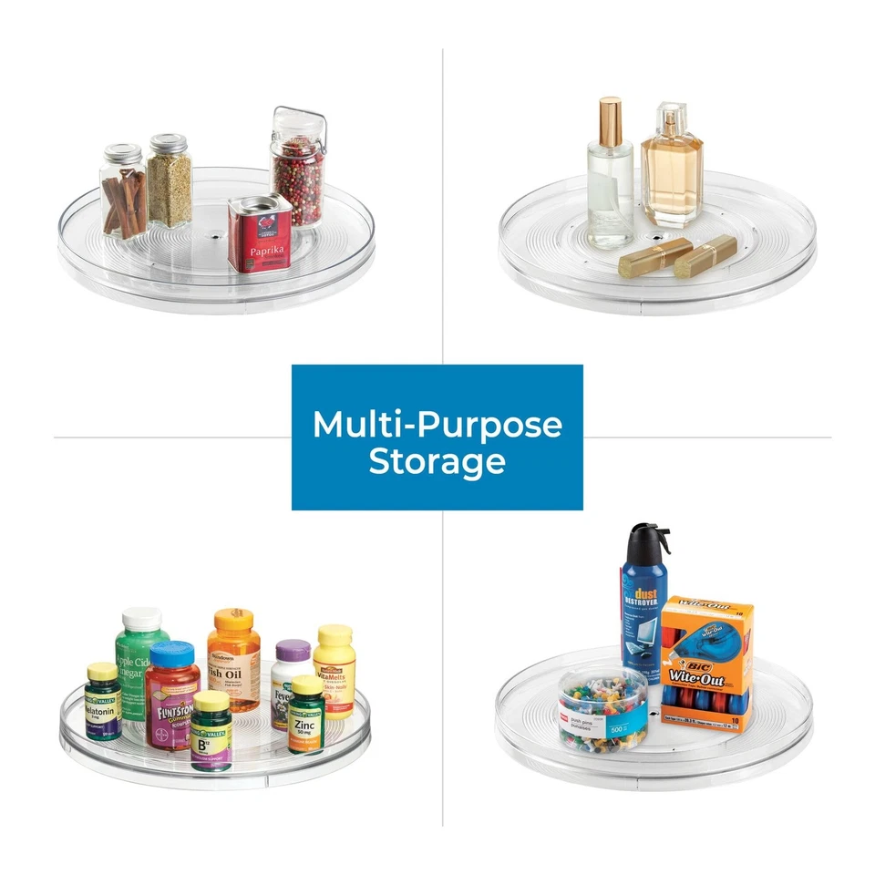 14.5 Inch Clear Rotating Lazy Susan Organizer For Kitchen Refrigerator Pantry - Image 3 of 4