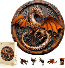 Wooden Puzzles for Adults, 3D Vision Mechanical Dragon Wooden Jigsaw Puzzles, Un