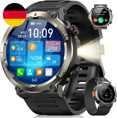 Blackview Smartwatch Herren, Beleuchtung, Kompass, IP68 Wasserdicht, 100 Tage Ak