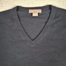 Daniel Cremieux Cashmere Sweater Men XXL Navy Blue V Neck Long Sleeve