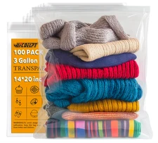 100 Count Large Ziplock Bags Bulk 14"×20", 3 Gallon | 2 Mil Thick Zip Lock Bags