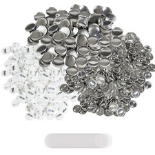 DIY Pin Badge Kit 25mm   500 Sets w/ Metal Tops, 23mm Plastic  Metal Bases