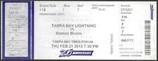 February 21 2013 Tampa Bay Lightning vs Boston Bruins ticket stub