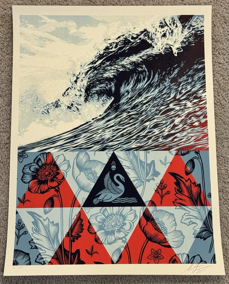 Serigrafía de Shepard Fairey Wave Of Distress impresión artística S/# 350 póster Pangeaseed Foto 2 de 4