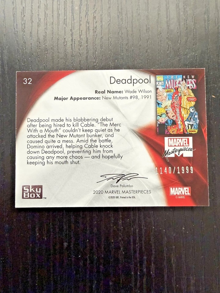2020 Upper Deck Marvel Masterpieces DEADPOOL Base Set Level 1 # /1999 ...