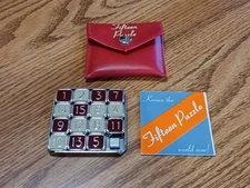 VINTAGE  Fifteen Puzzle in Travel Pocket Case Metal and Enamel BINARY ARTS CORP