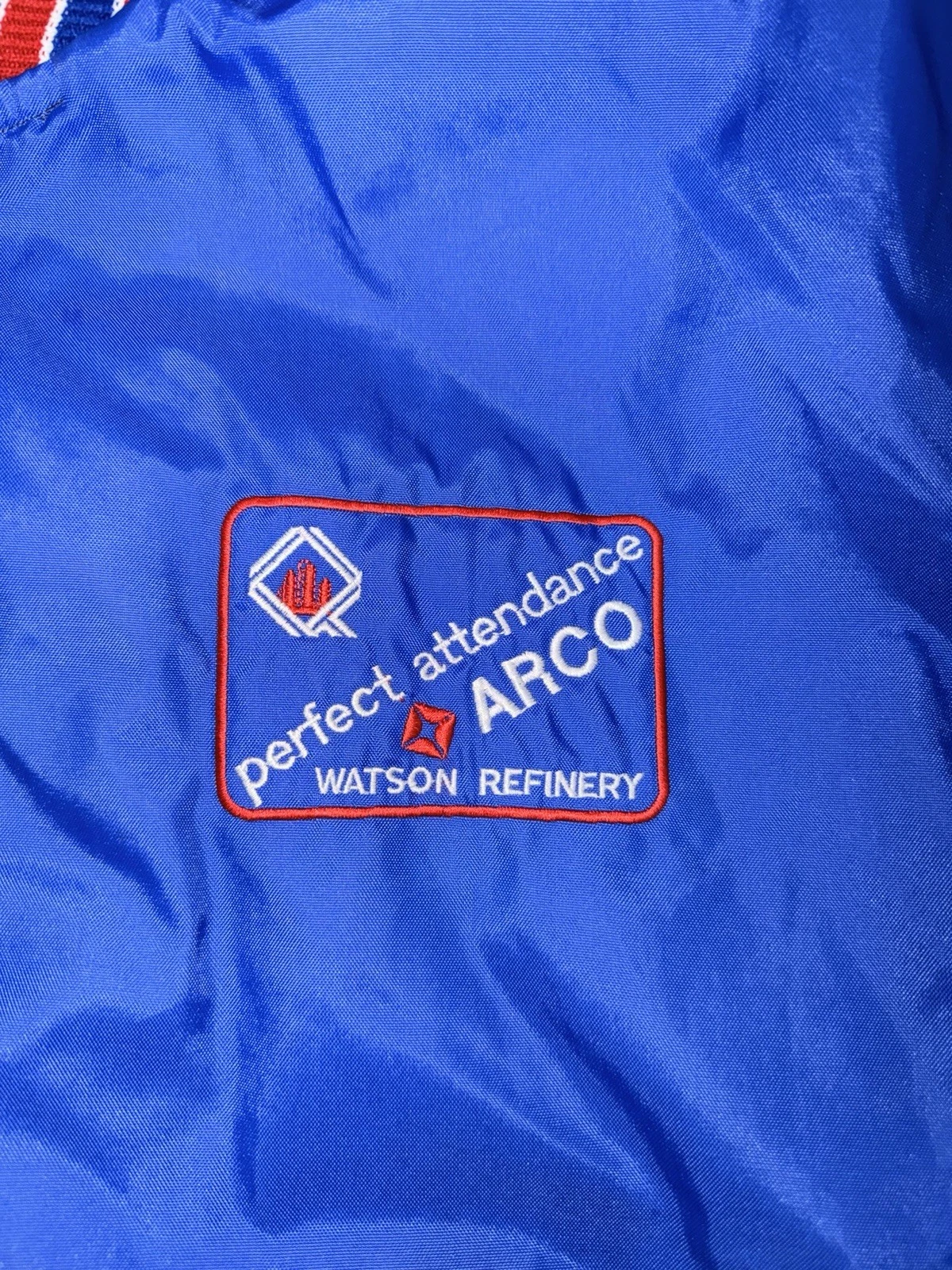 Vintage 80s DeLong ARCO Watson Refinery Nylon Windbreaker Bomber Jacket XL - product detail image 2